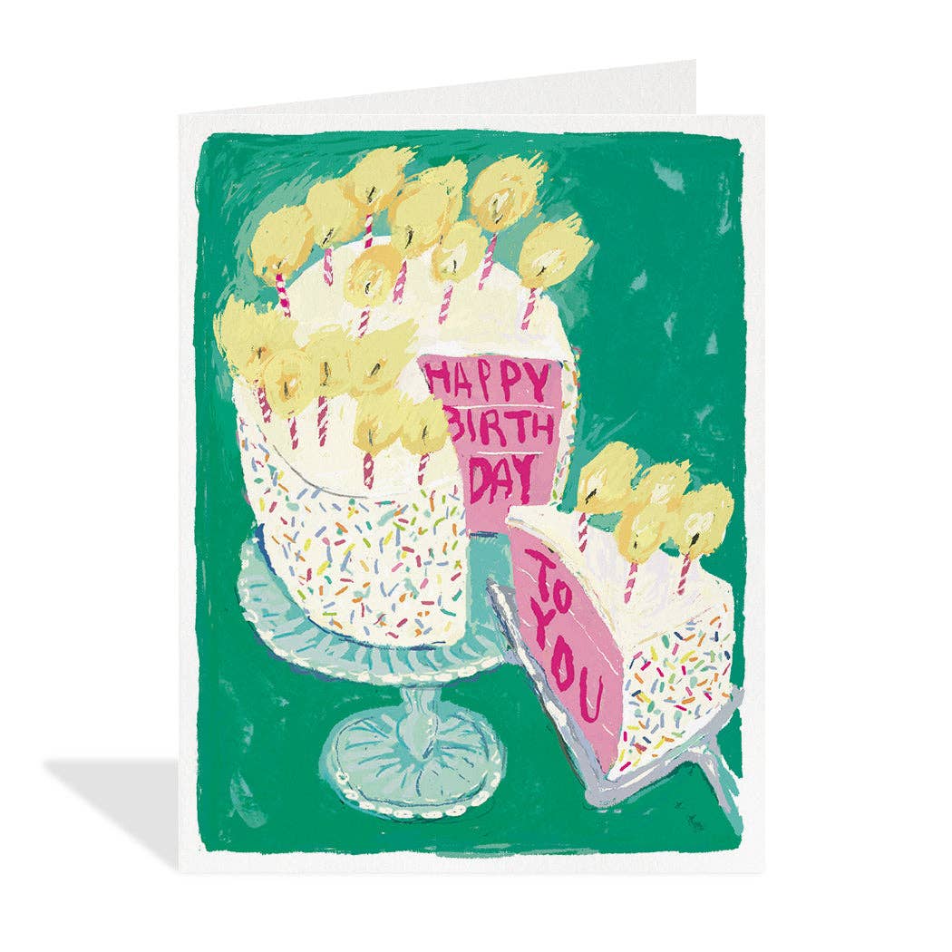 Cake Slice Birthday Card illustrated by Canadian artist Tine Modeweg-Hansen, printed on sustainably sourced paper with eco-friendly inks. Blank inside for your message.