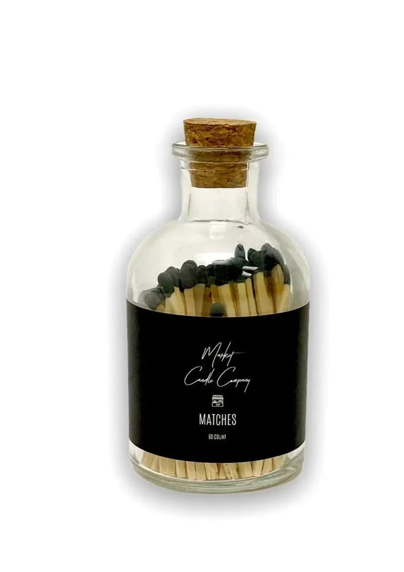 Market Candle Company apothecary matchstick jar, filled with wooden matchsticks.