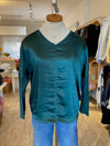 Melissa Nepton Cindy blouse in teal, displayed on mannequin at Lemonberry in Aurora, ON.