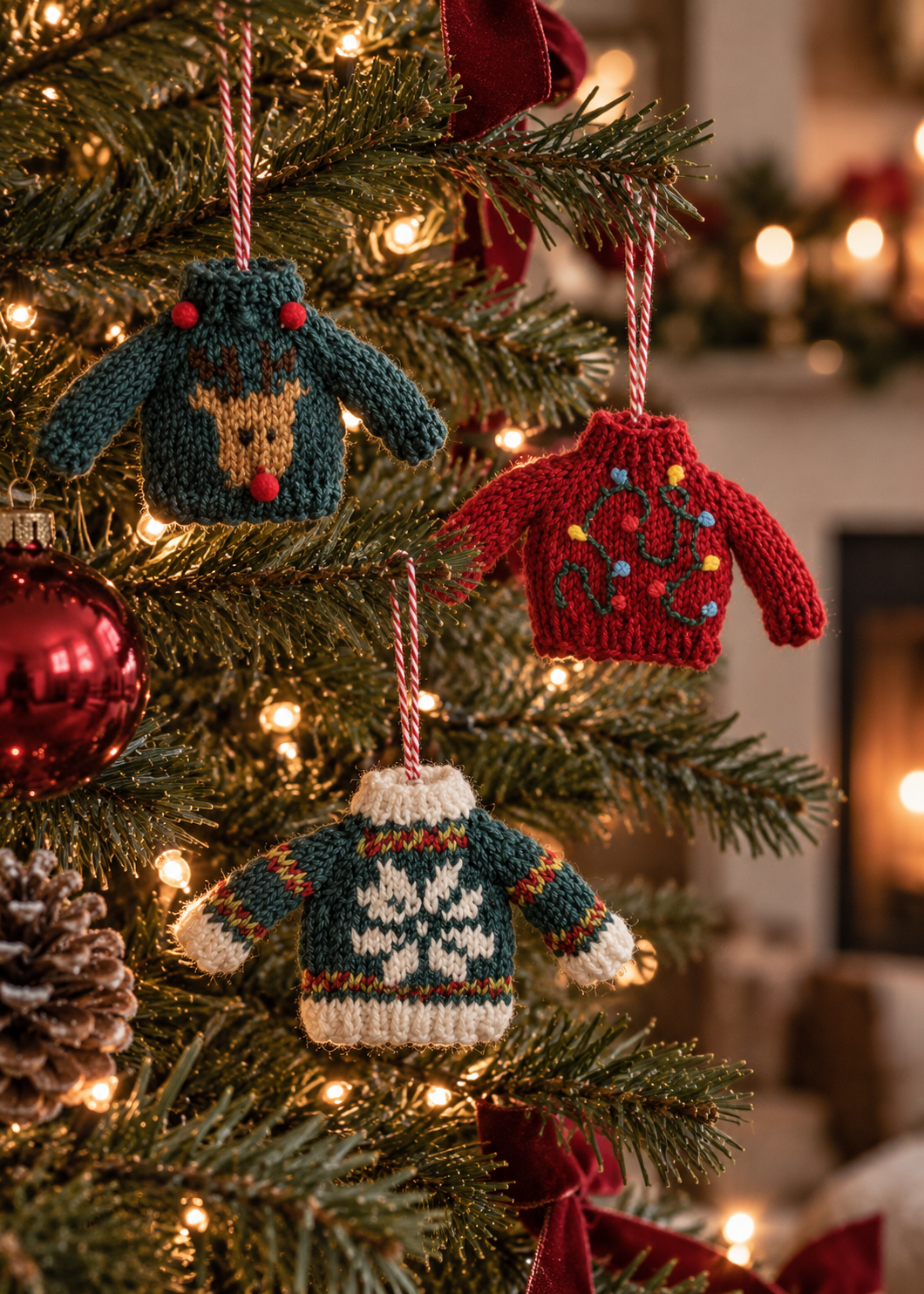 Sweater Party Knit Christmas Tree Ornaments