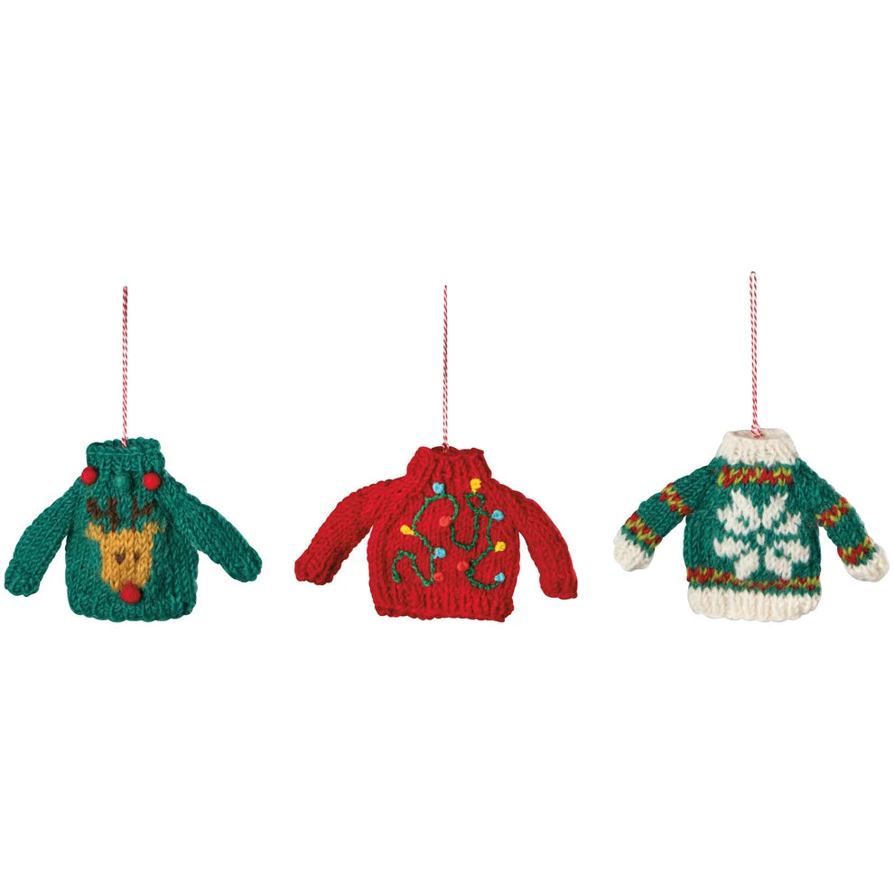 Sweater Party Knit Christmas Tree Ornaments