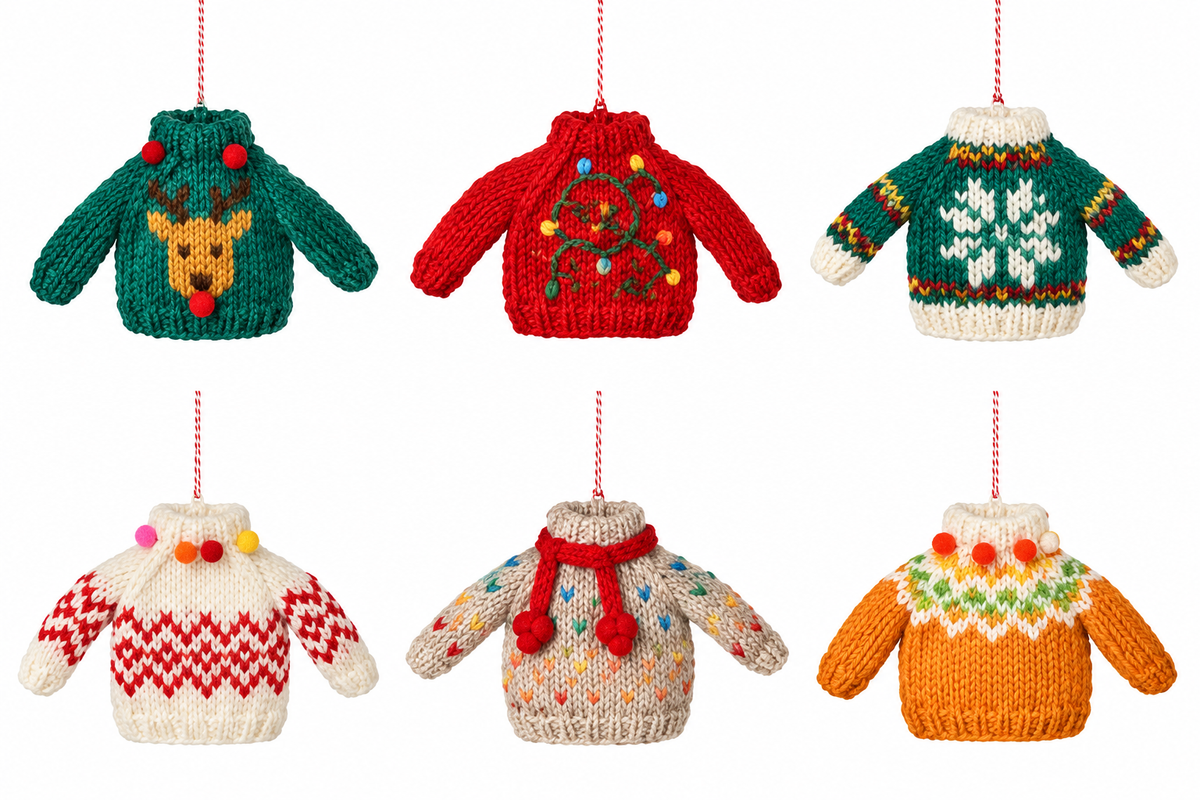 Sweater Party Knit Christmas Tree Ornaments