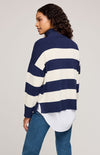 Gentle Fawn Idris Sweater Navy Stripe, back view with horizontal stripes