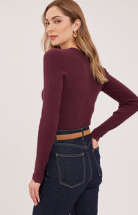 Gentle Fawn Celia Cable Knit Sweater in Port