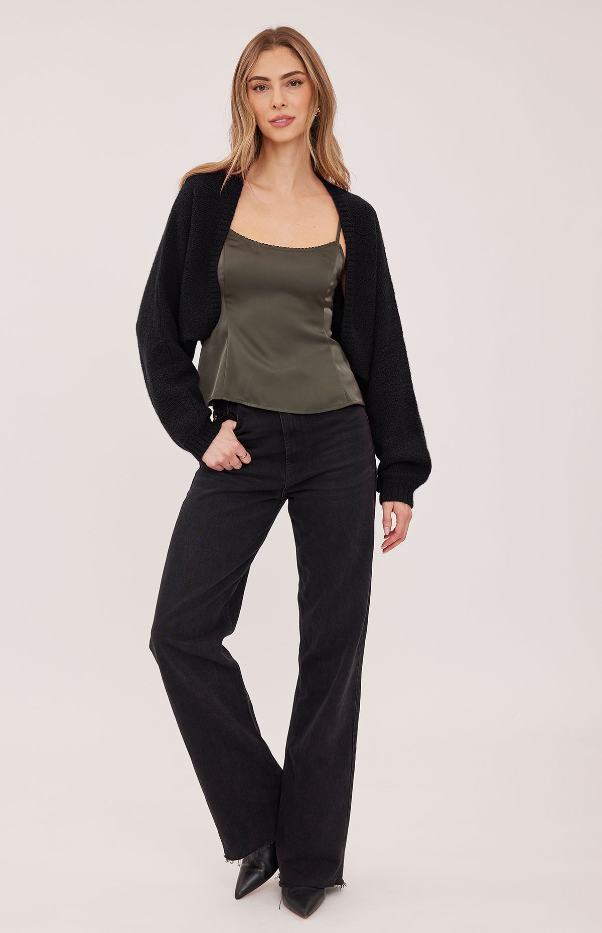 Gentle Fawn Gwendolyn Bouclé Cardigan in Black