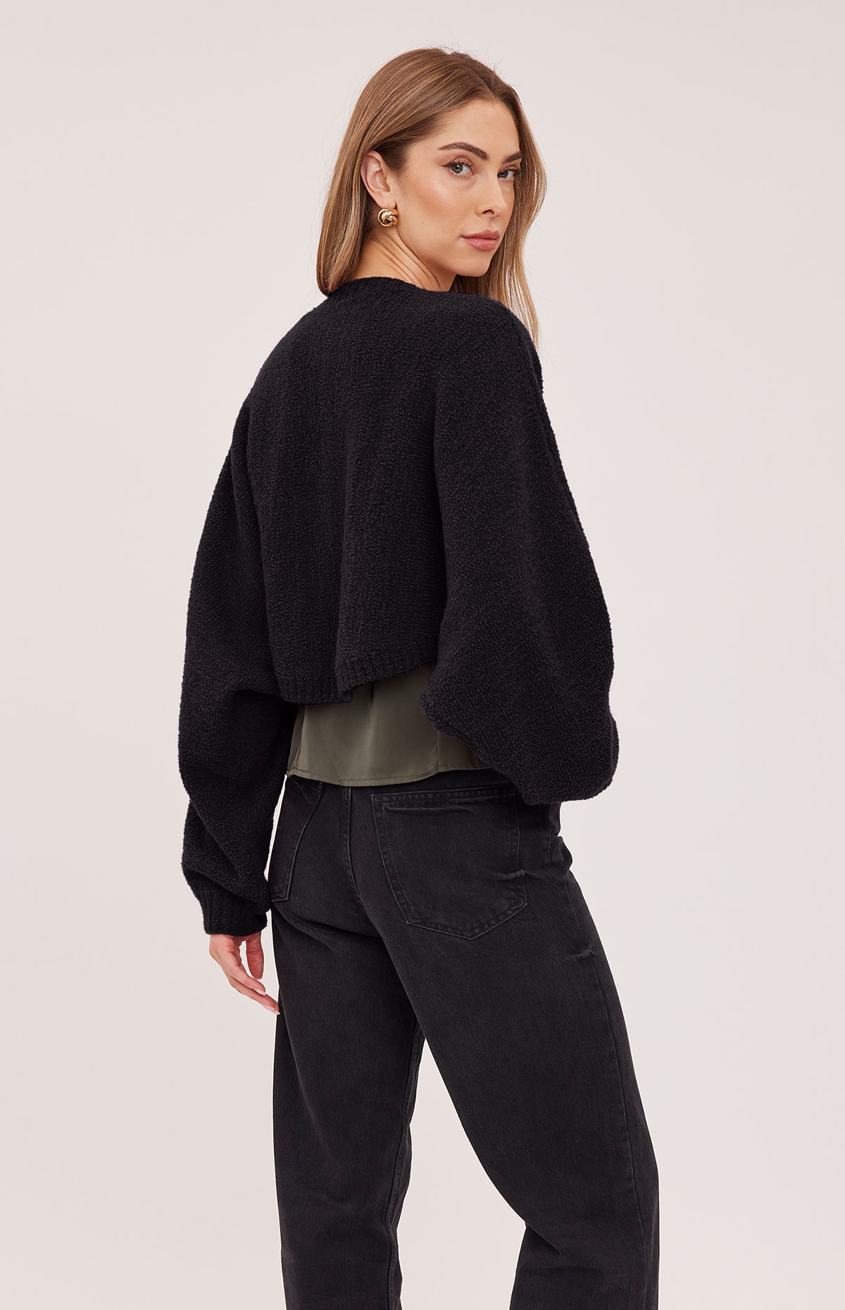 Gentle Fawn Gwendolyn Bouclé Cardigan in Black