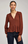 Gentle Fawn Ophelia blouse in mahogany, buttoned with long sleeves – Lemonberry boutique