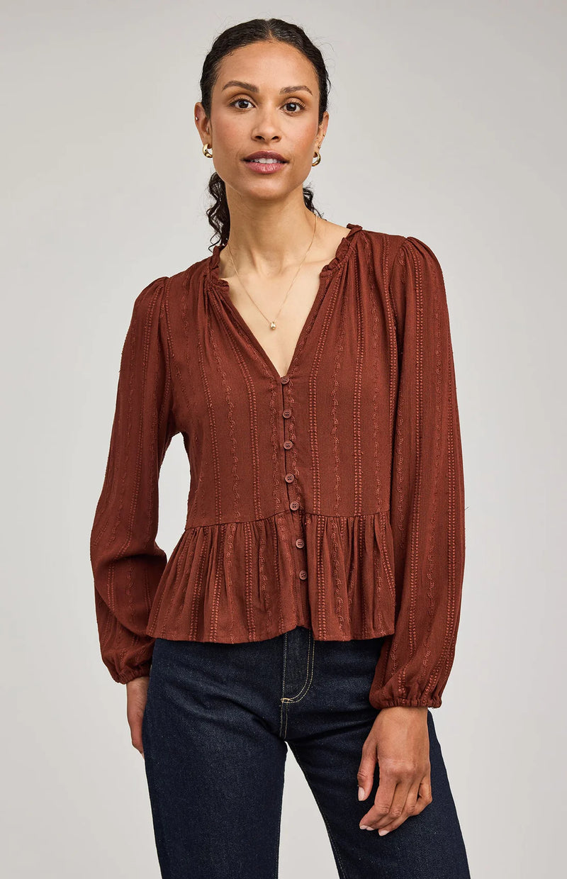 Gentle Fawn Ophelia blouse in mahogany, buttoned with long sleeves – Lemonberry boutique