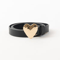 Heart belt by Lyla & Luxe with a gold heart-shaped buckle on a white background at Lemonberry in Aurora