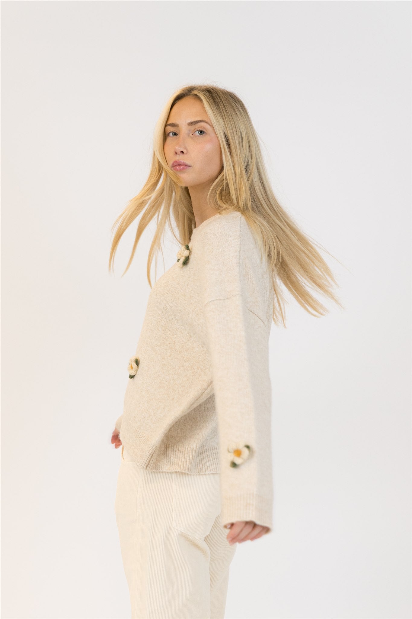 Holly Flower Crewneck Pullover by Lyla & Luxe
