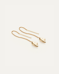 Jenny Bird Puffy Heart Threader Earrings – High-Polish Gold