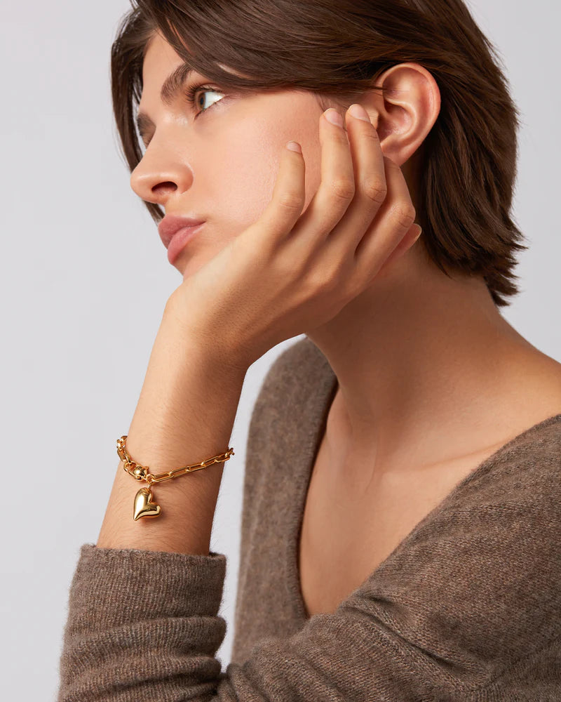 Jenny Bird Puffy Heart Bracelet Gold or Silver