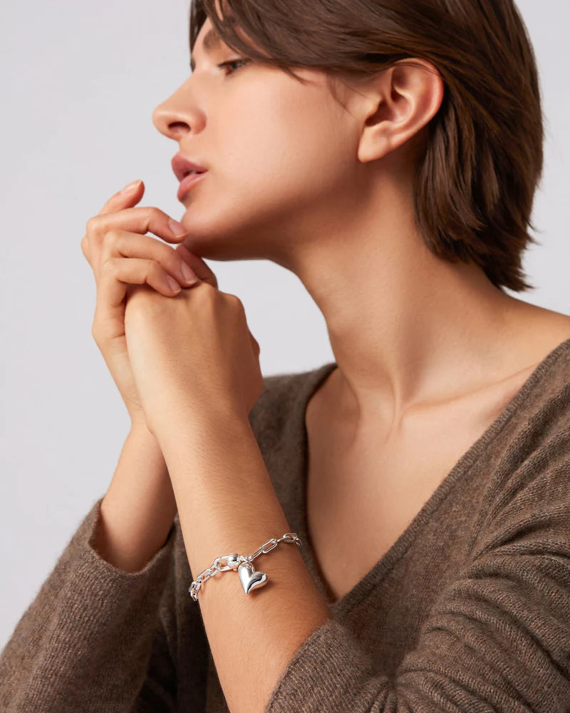 Jenny Bird Puffy Heart Bracelet Gold or Silver