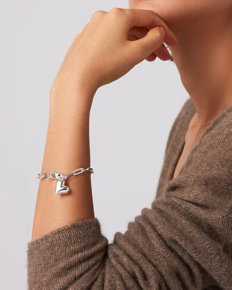 Jenny Bird Puffy Heart Bracelet Gold or Silver
