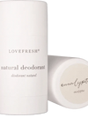 Close up of Lovefresh Natural Deodorant Stick in Eucalyptus scent, showcasing its smooth texture and natural ingredients.