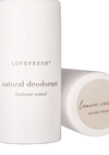 Close up of Lovefresh Natural Deodorant Stick in Lemon Verbena scent, highlighting its smooth texture and natural formula.