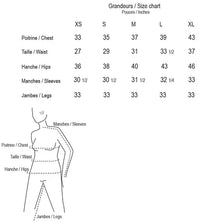 Melissa Nepton size chart for women's clothing measurements