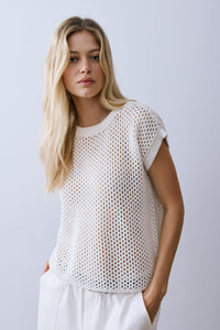 Melissa Nepton Nolan Sweater Cotton Open Knit Sleeveless