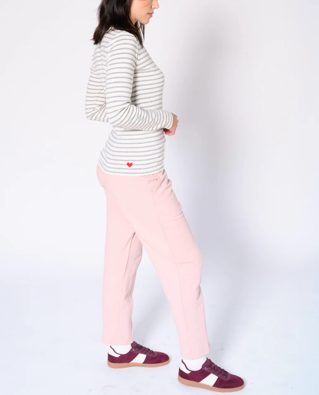 Preloved Nathalie Stripe Henley Top – Fitted Cotton