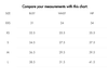 Size chart for Gentle Fawn products