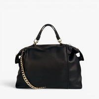 LONDON Top-Handle Satchel Bag With Removable Crossbody Strap - Black