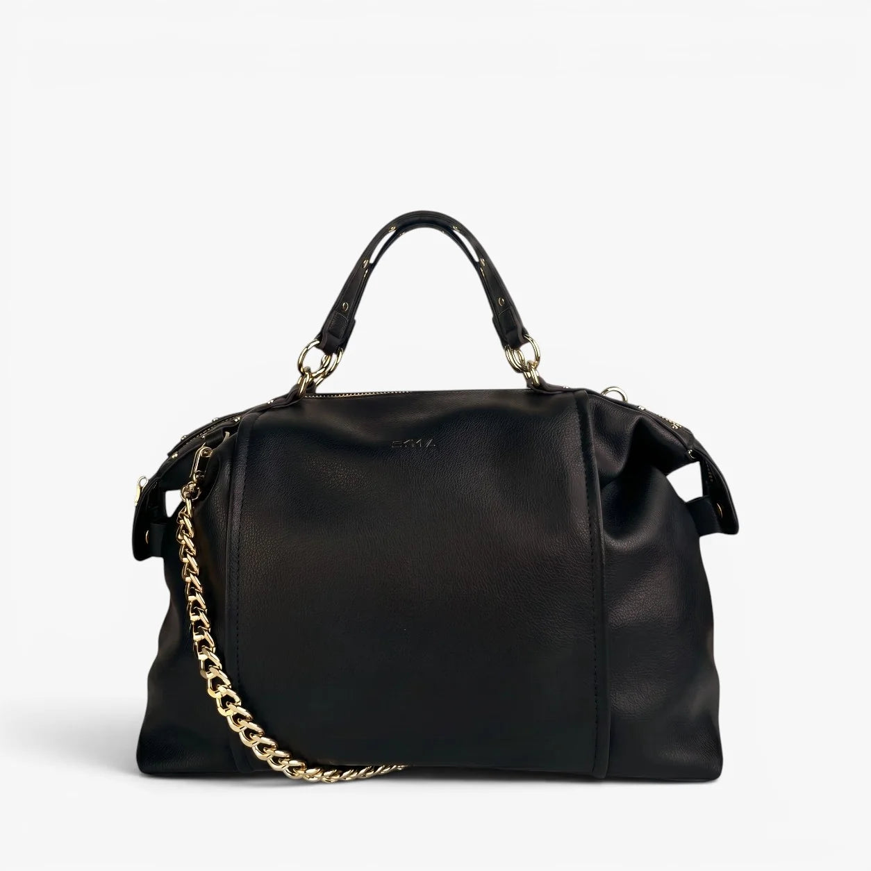 LONDON Top-Handle Satchel Bag With Removable Crossbody Strap - Black