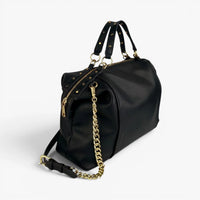 LONDON Top-Handle Satchel Bag With Removable Crossbody Strap - Black