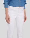 Closeup of the white tailorless bootcut by 7FAM
