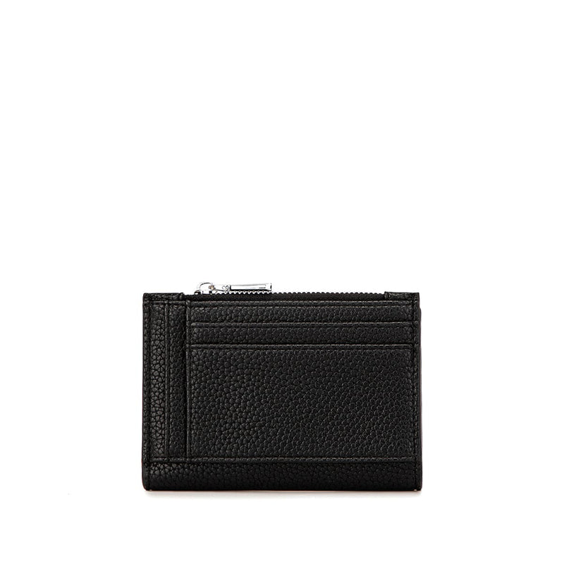 Aiko Wallet in black, back view highlighting the smooth finish and stylish button clasp