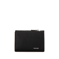 Aiko Wallet in black vegan leather, showing front view with a minimalist and elegant design.