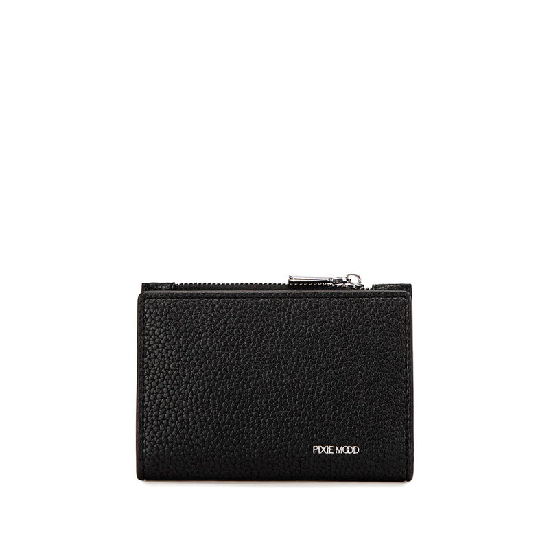 Aiko Wallet in black vegan leather, showing front view with a minimalist and elegant design.