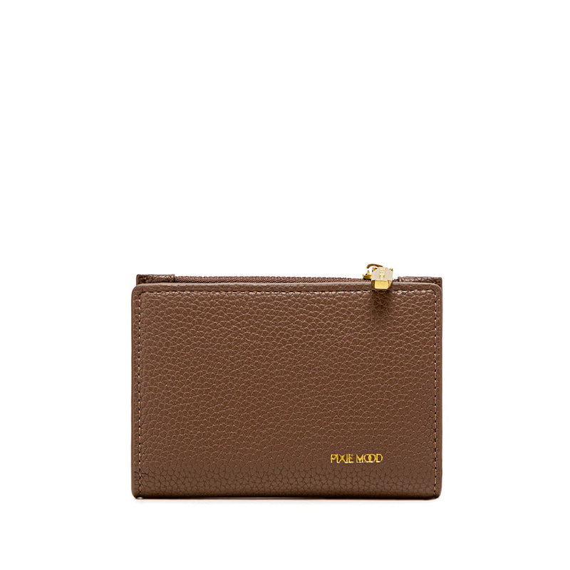 Aiko Wallet in brown vegan leather, showing front view with a sleek and minimalist design.
