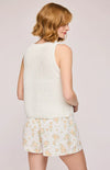 Back view of the Andra Tank in White, showcasing its soft knit texture and side slit detail, available at Lemonberry, Aurora, ON.
