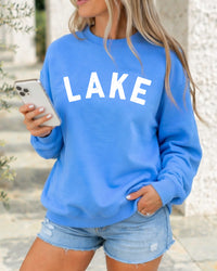 Blonde Ambition Lake Classic Crew Neck Sweater - Blue