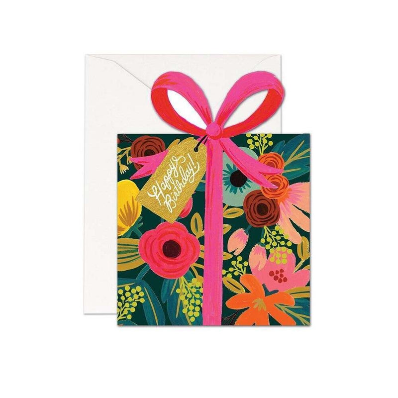 Birthday Present Card by Rifle Paper Co. – floral design with pink bow, available at Lemonberry