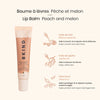 BKIND peach and melon lip balm info card with ingredient illustrations — Lemonberry Aurora