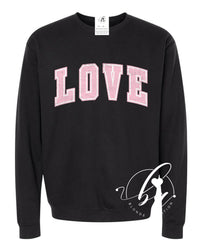 Blonde Ambition Tops Love Varsity Sweatshirt available at Lemonberry Boutique Aurora
