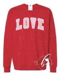 Blonde Ambition Tops Love Varsity Sweatshirt available at Lemonberry Boutique Aurora