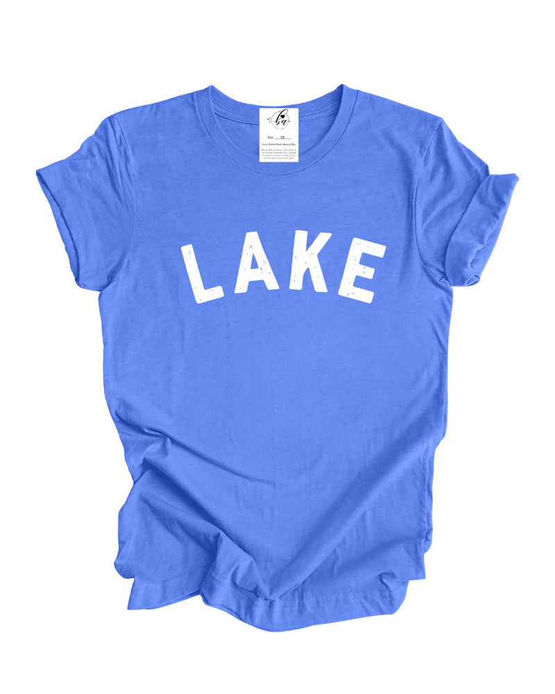 Blonde Ambition Lake graphic tee in blue front view Aurora Ontario boutique, Lemonberry.