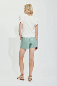 Back view of Melissa Nepton Brigette Top in crisp white – styled for summer near Newmarket