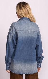 Back view of the Carter Jacket showing soft faded wash and relaxed drape