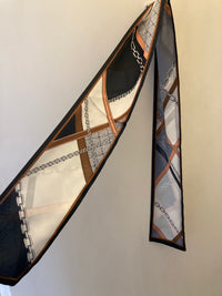 chain plaid skinny scarf close up lightweight fabric