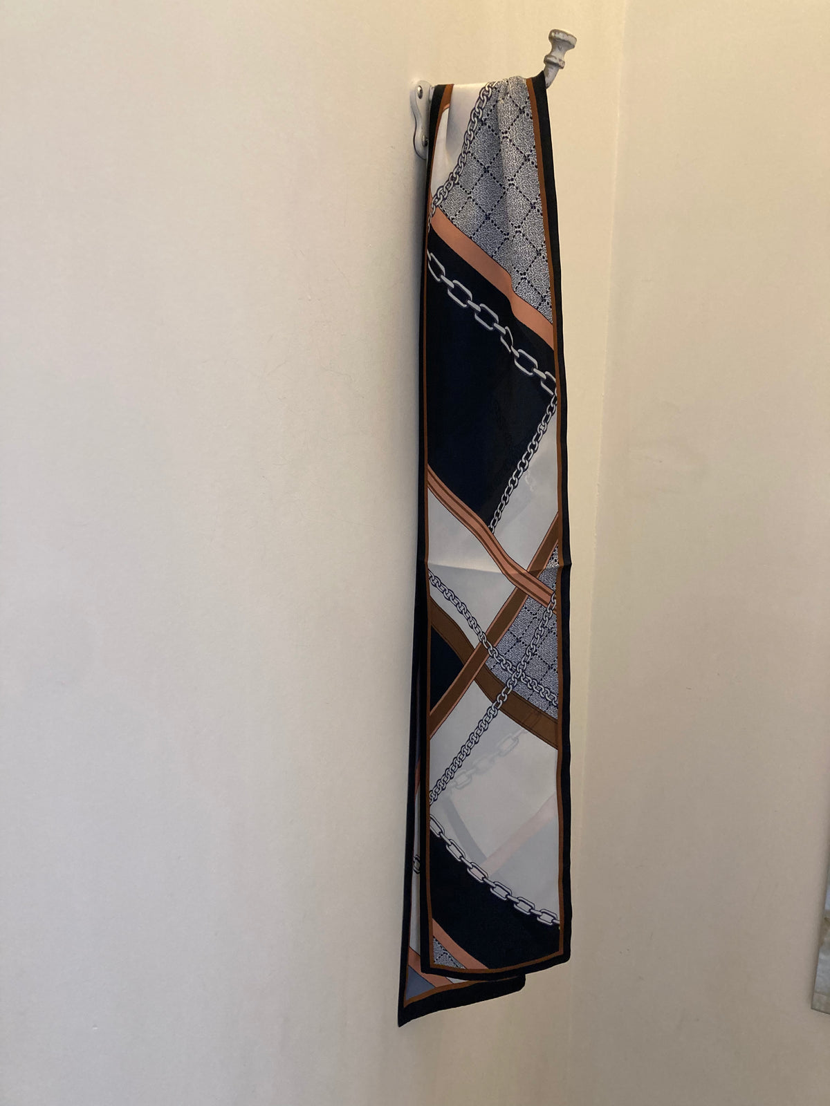 chain plaid skinny scarf slim shape detail