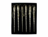 Champagne Glass Icicle Ornaments Set of 6 Lemonberry Aurora gift box