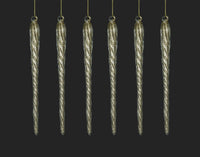 Champagne Glass Icicle Ornaments Set of 6 Lemonberry Aurora hanging display