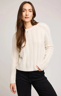 Gentle Fawn Cornelia sweater in ivory, fuzzy cable knit with raglan sleeve – Montreal style