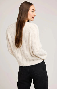 Back view of Gentle Fawn Cornelia sweater in ivory with soft knit texture – Lemonberry Aurora