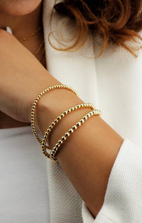Beads-Stacking Stretch Bracelets PVD  Waterproof