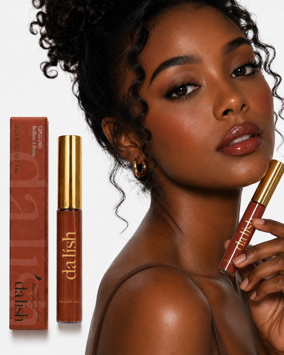 Da Lish High-Shine Lip Gloss G03 Perfect Nude on model
