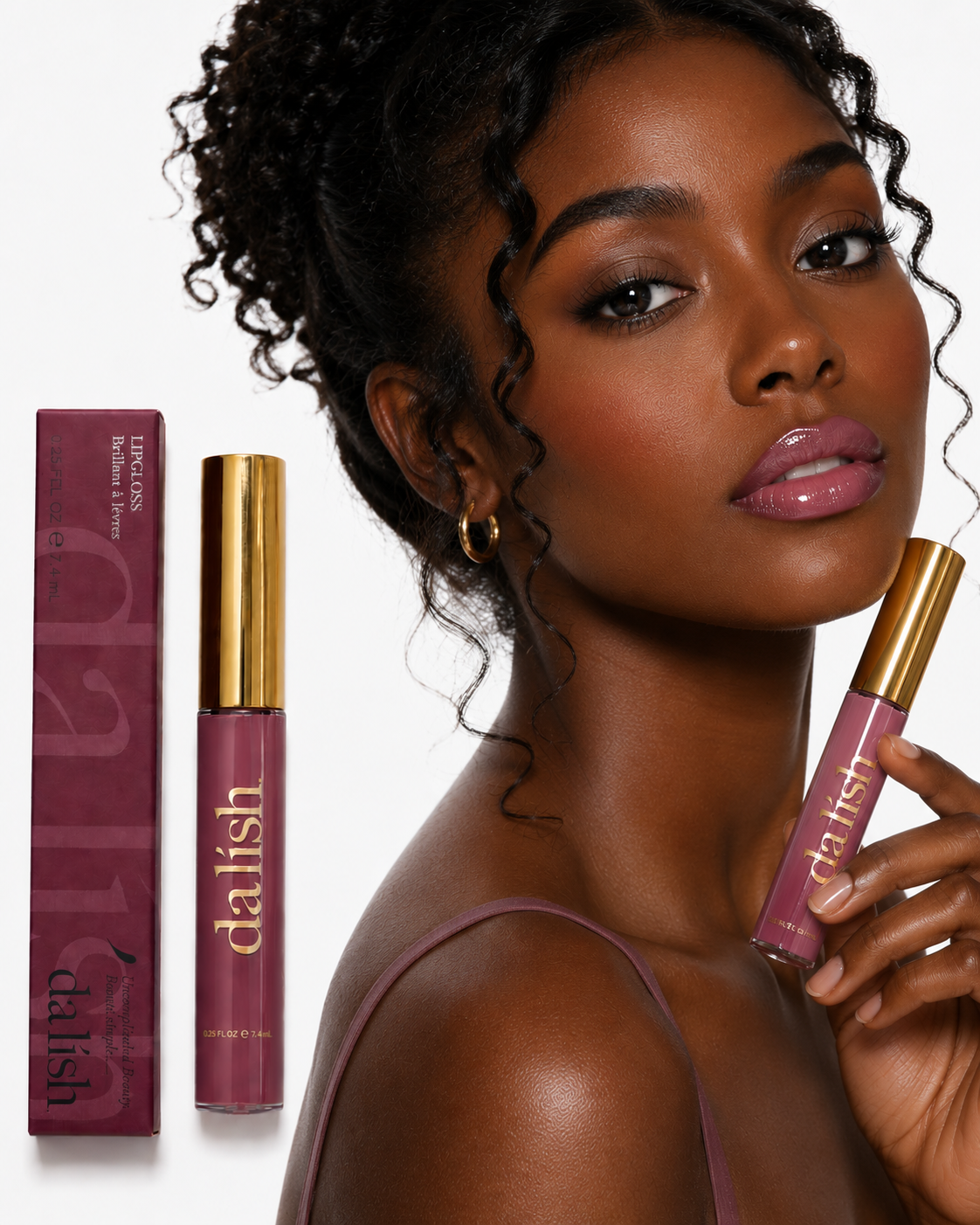 Da Lish High-Shine Lip Gloss G04 Raspberry on model